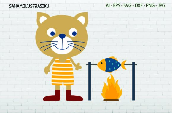 Cat Burns Fish from Fishing Svg Review