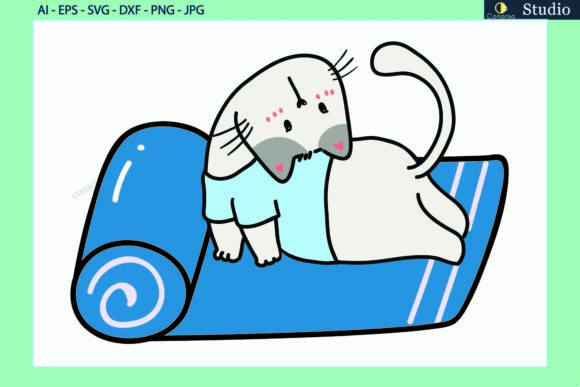 Cat Pet Pose Yoga Sports Mat Embroidery Design