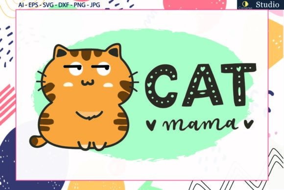 Cat Quote Mom Watercolor Embroidery Design