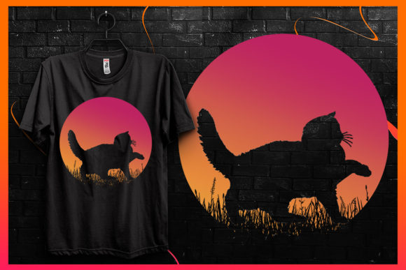 Cat Silhouette-Retro Vintage T-shirt 15 Review