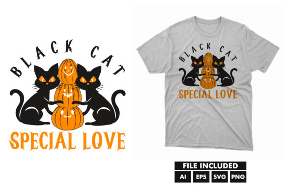 Halloween Black Cat Pumpkins T-shirt Design Review