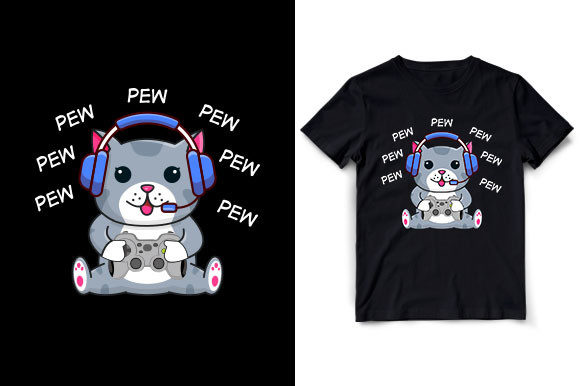 Pew Pew Pew Funny Cat T-Shirt Design Review