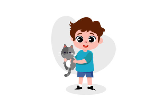 The Character of a Child Holding a Cat